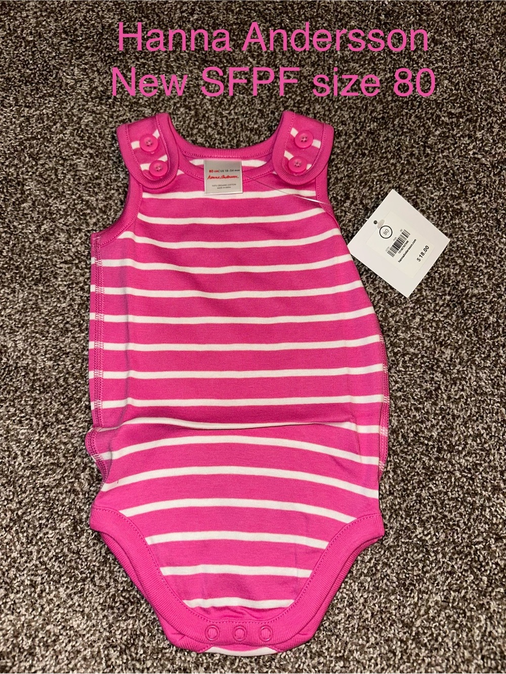 Hanna Andersson Hot Pink and White Stripe Sleeveless One-Piece